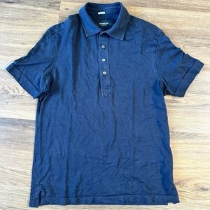 Ermenegildo Zegna Leggerissimo Polo Shirt Men Small Navy Blue Silk Cotton Luxury
